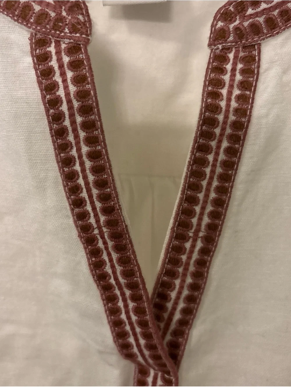 Calypso St Barth-Large-w/Embroidered Balloon Sleeve-Cotton/Flax-Brown/Pink/White - Picture 4 of 5